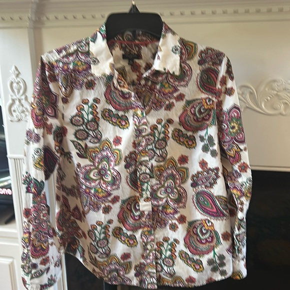 Talbots Paisley Print SZ MP 100% Cotton Button Up Top - Picture 1 of 4